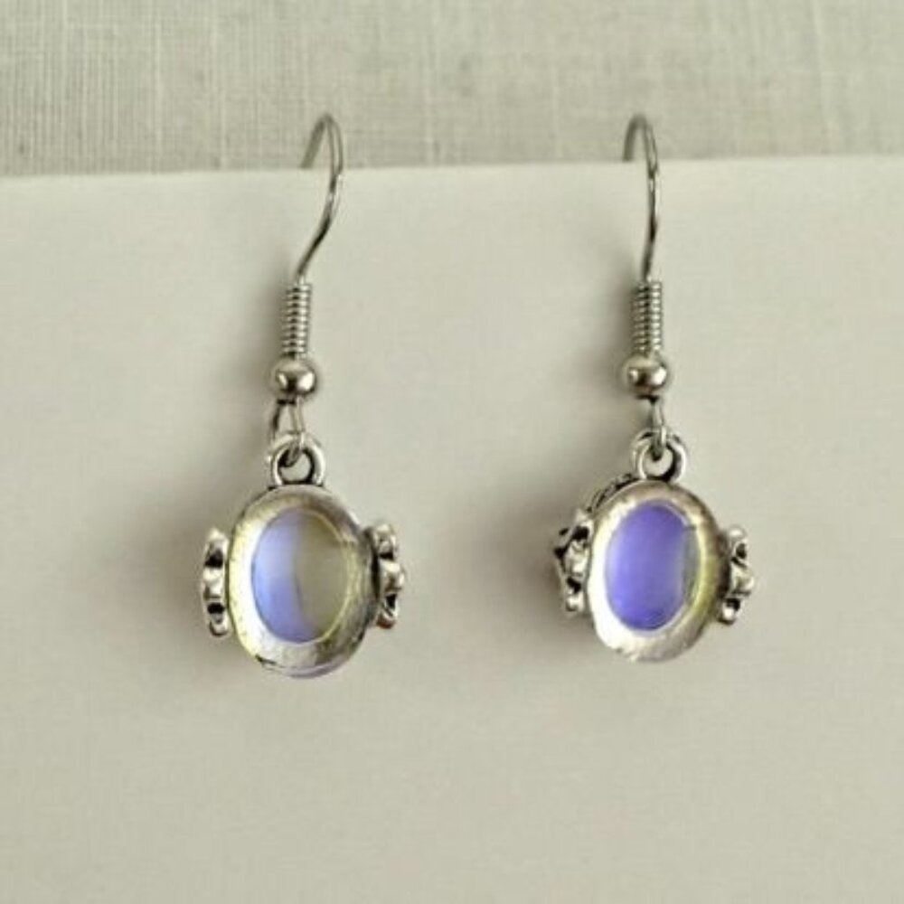 Blue Opal Silver Plated Earrings Ethereal Boho Mermaidcore Angelcore Jewelry